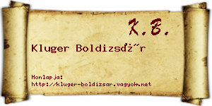 Kluger Boldizsár névjegykártya